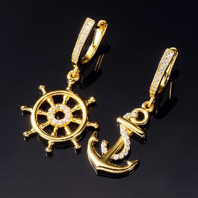 Anchor and Rudder Asymmetric Earrings