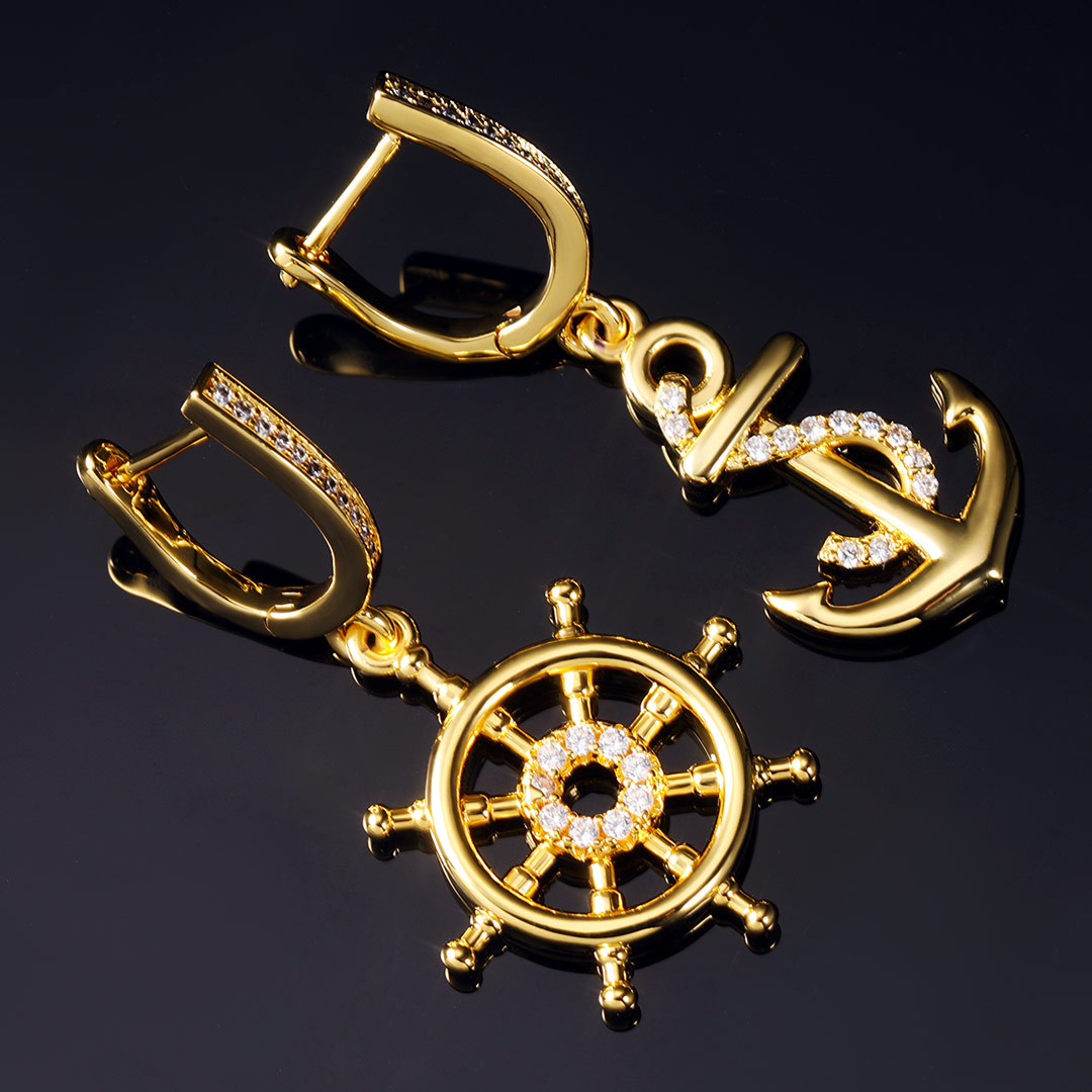 Anchor and Rudder Asymmetric Earrings