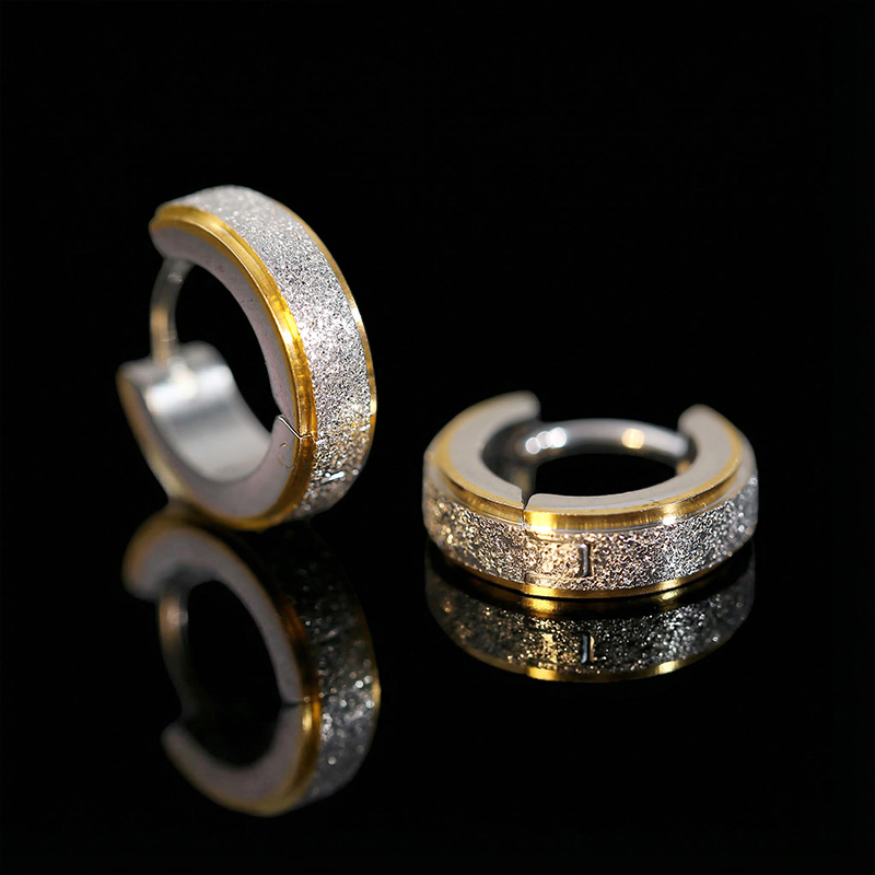 Titanium Steel Frosted Hoop Earrings