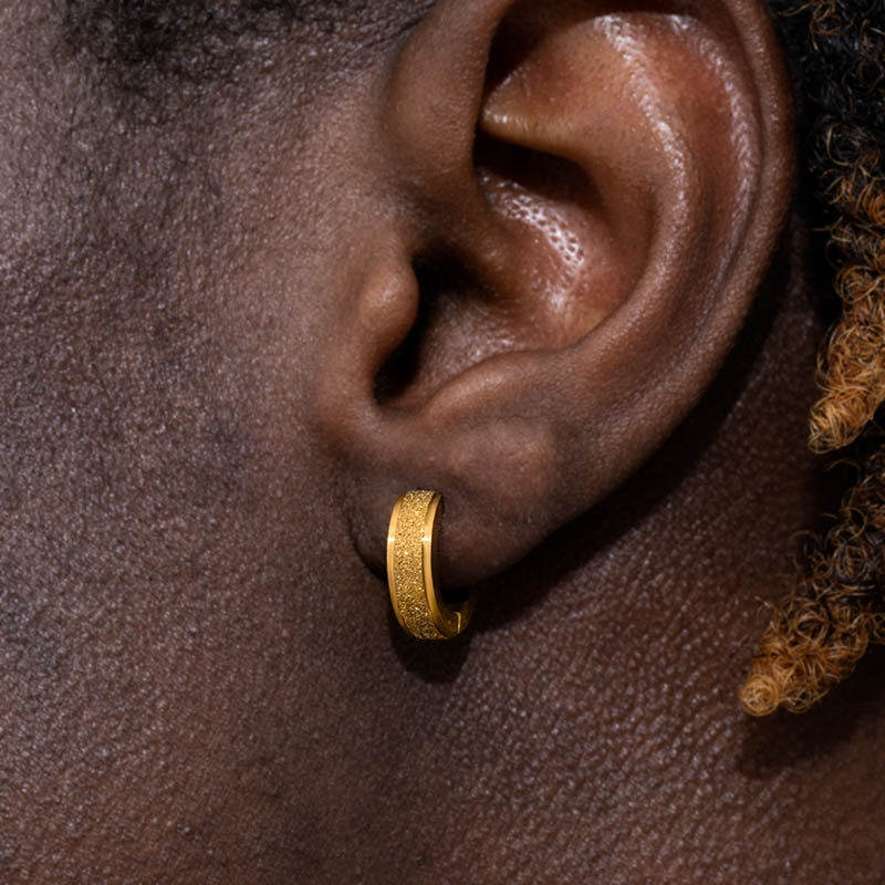 Titanium Steel Frosted Hoop Earrings