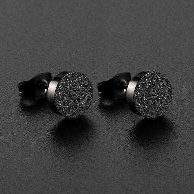 Frosted Round Steel Stud Earrings