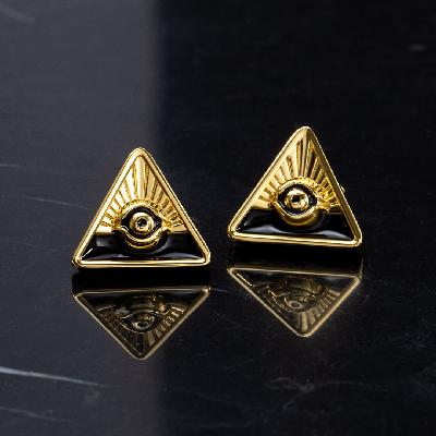 Eye of God Triangle Studs Earrings