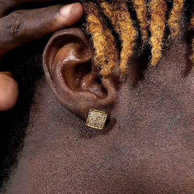Iced Square Shape Stud Earring