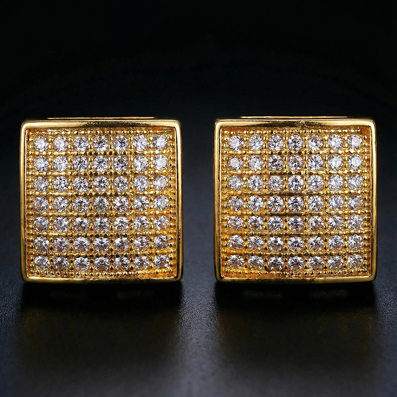 Iced Square Shape Stud Earring Iced Square Shape Stud Earring