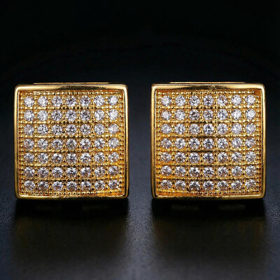 Iced Square Shape Stud Earring