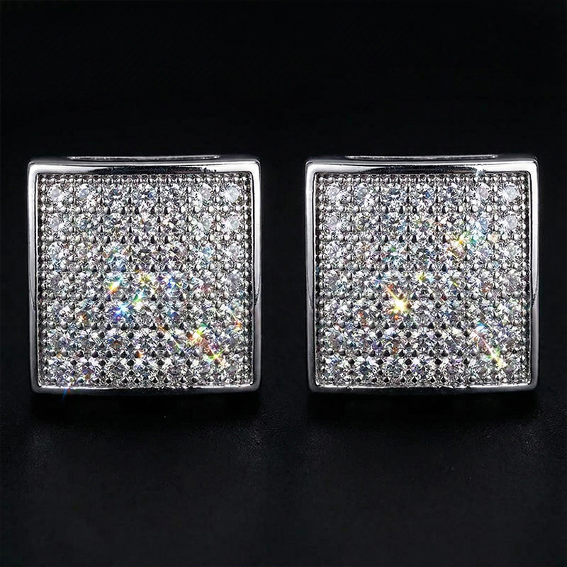 Iced Square Shape Stud Earring Iced Square Shape Stud Earring