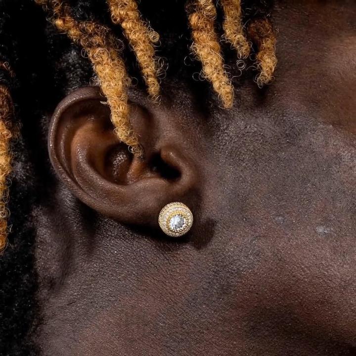  Iced Three Rows Halo Stud Earring