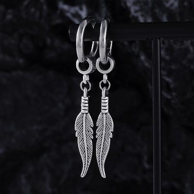  Feather Stainless Steel Dangle Earrings