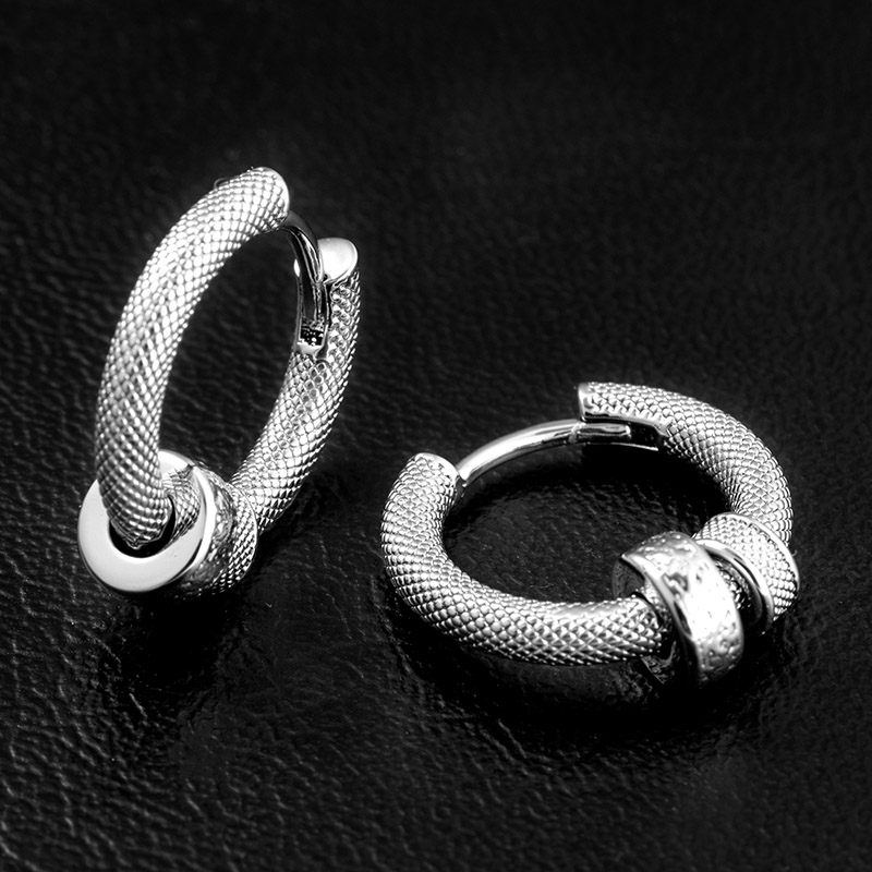 Diamond Pattern Charm Beads Hoop Earrings