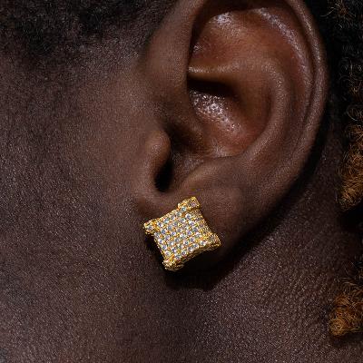 Iced Paved Diamond Stud Earring