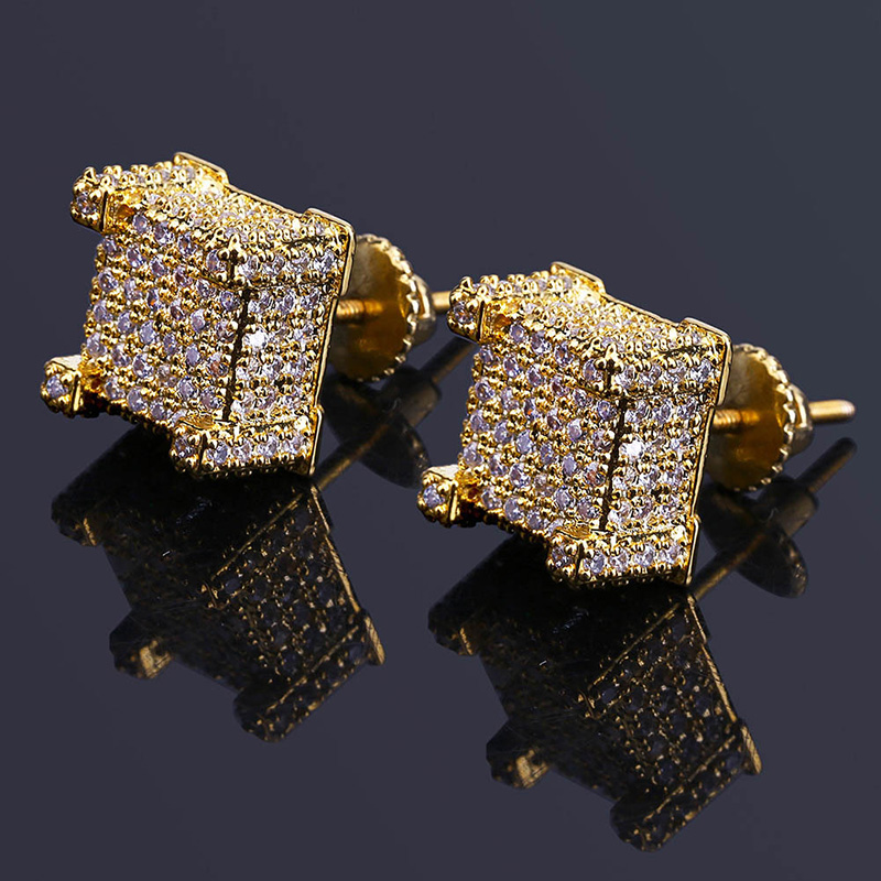 Iced Paved Diamond Stud Earring