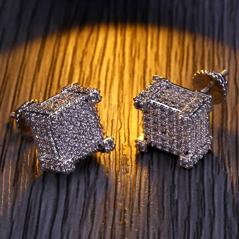 Iced Paved Diamond Stud Earring