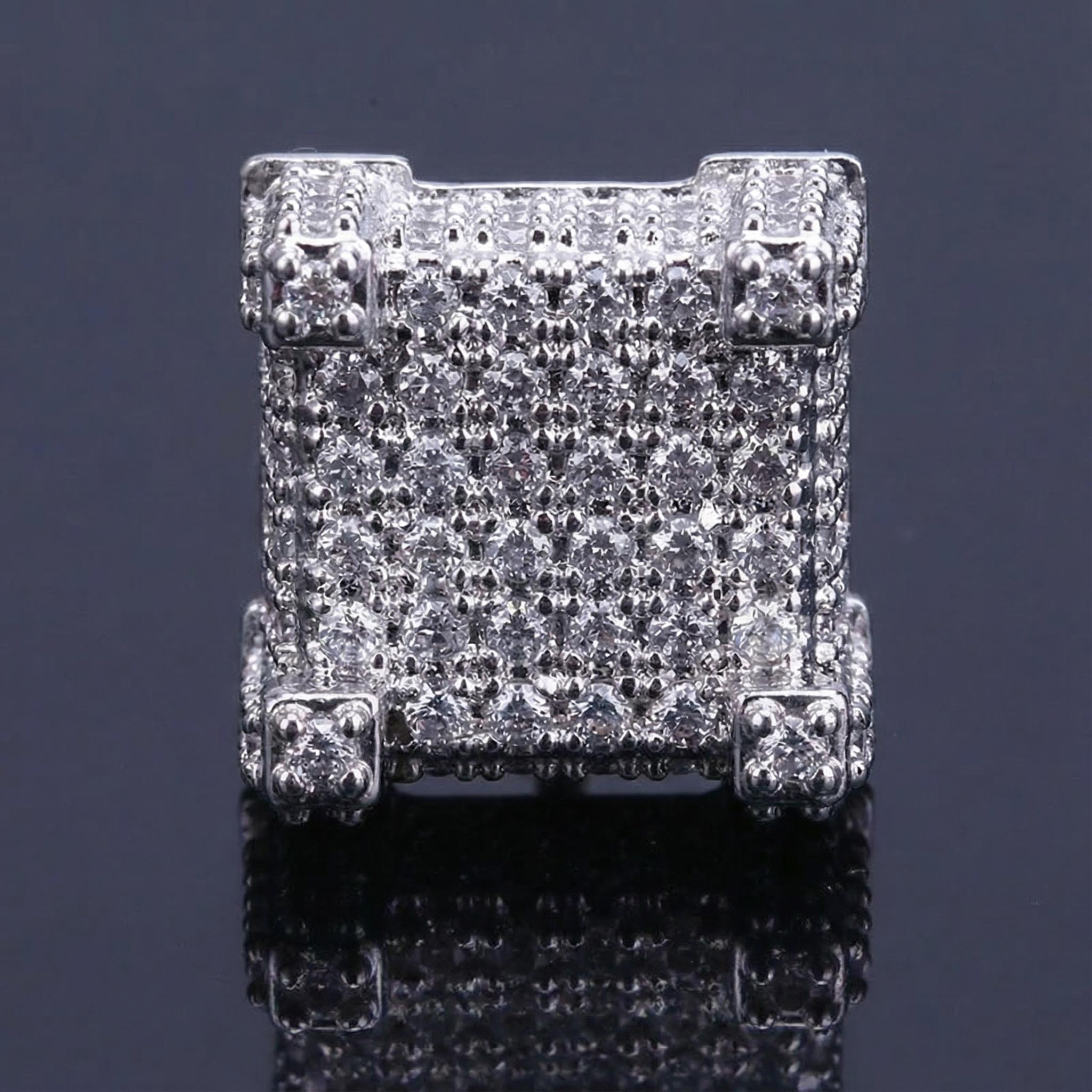 Iced Paved Diamond Stud Earring