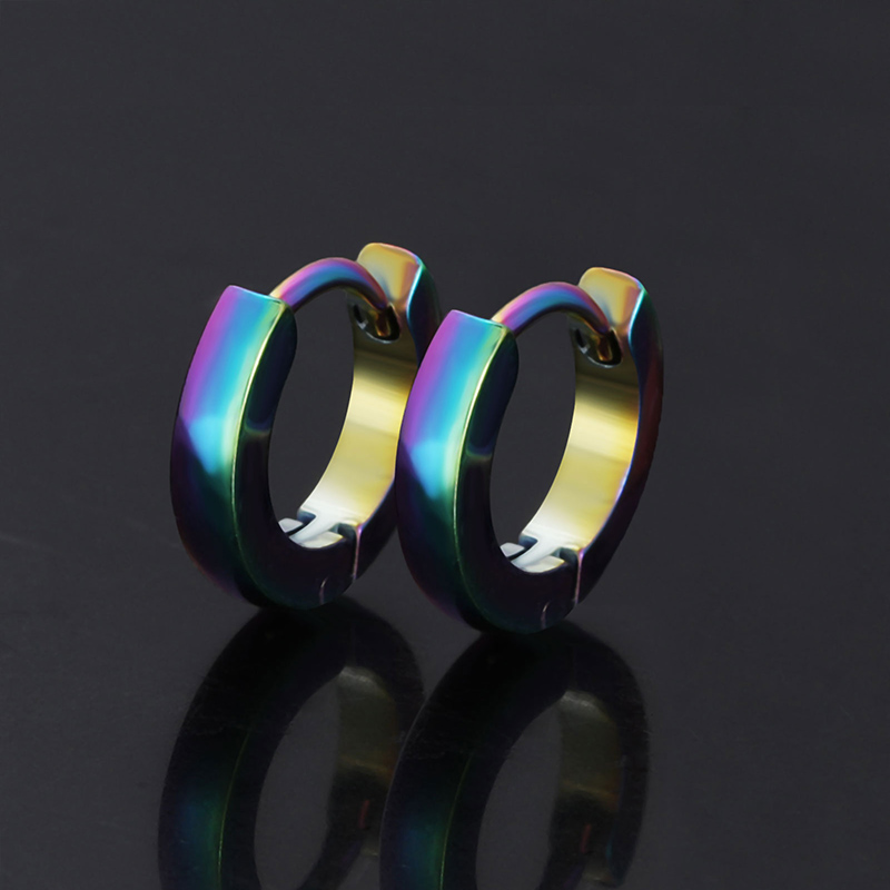 Rainbow Stainless Steel Huggie Earrings
