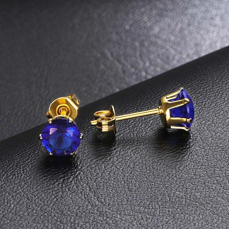 6mm Round Cut Sapphire Stud Earrings