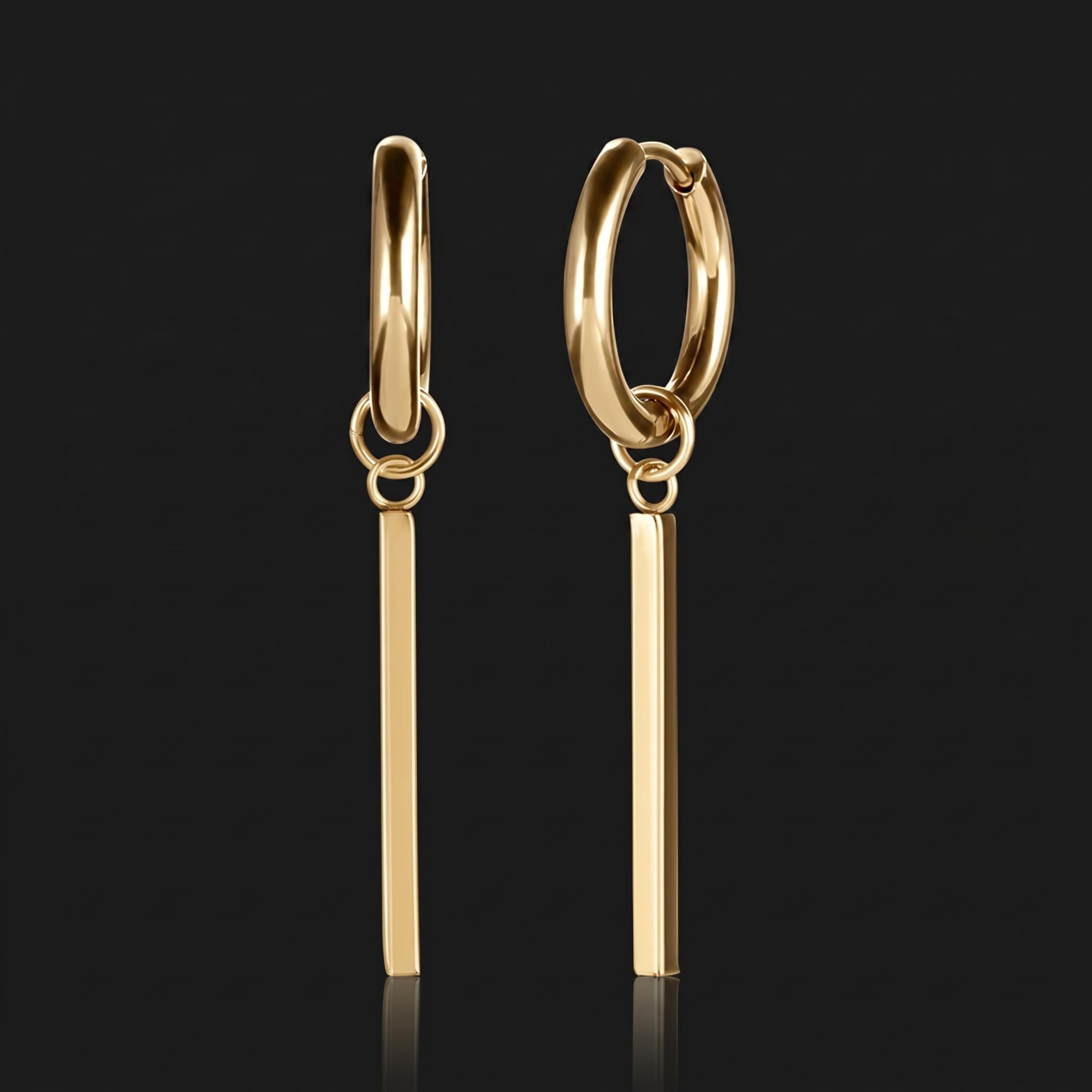 Square Stick Stainless Steel Hoop Earrings Square Stick Stainless Steel Hoop Earrings