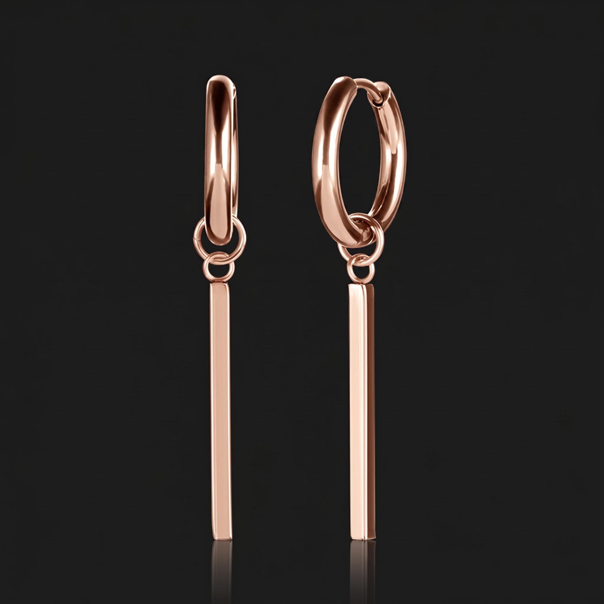 Square Stick Stainless Steel Hoop Earrings Square Stick Stainless Steel Hoop Earrings