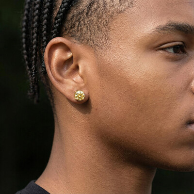 Round Stone Magnetic Non-Piercing Stud Earrings