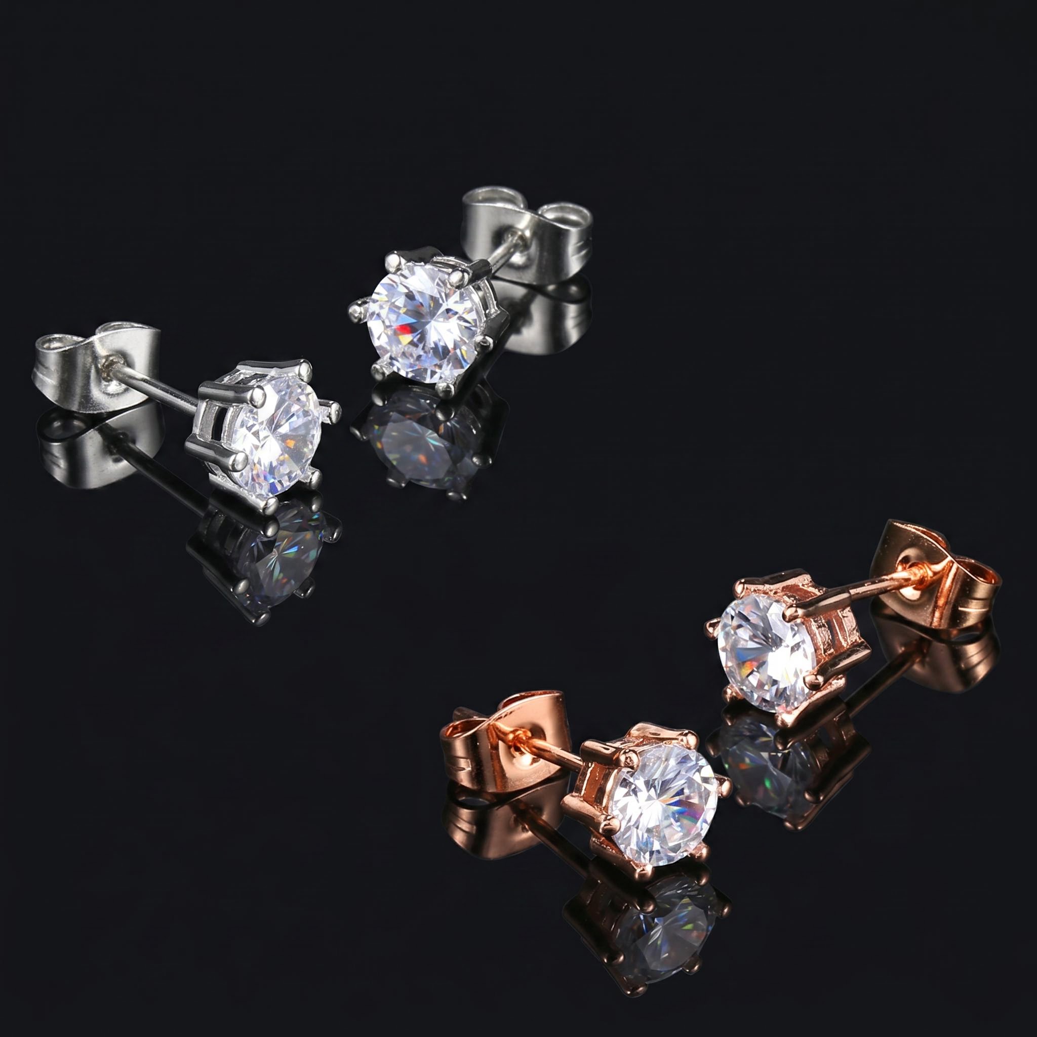  6-Prong Round Cut Stud Earrings