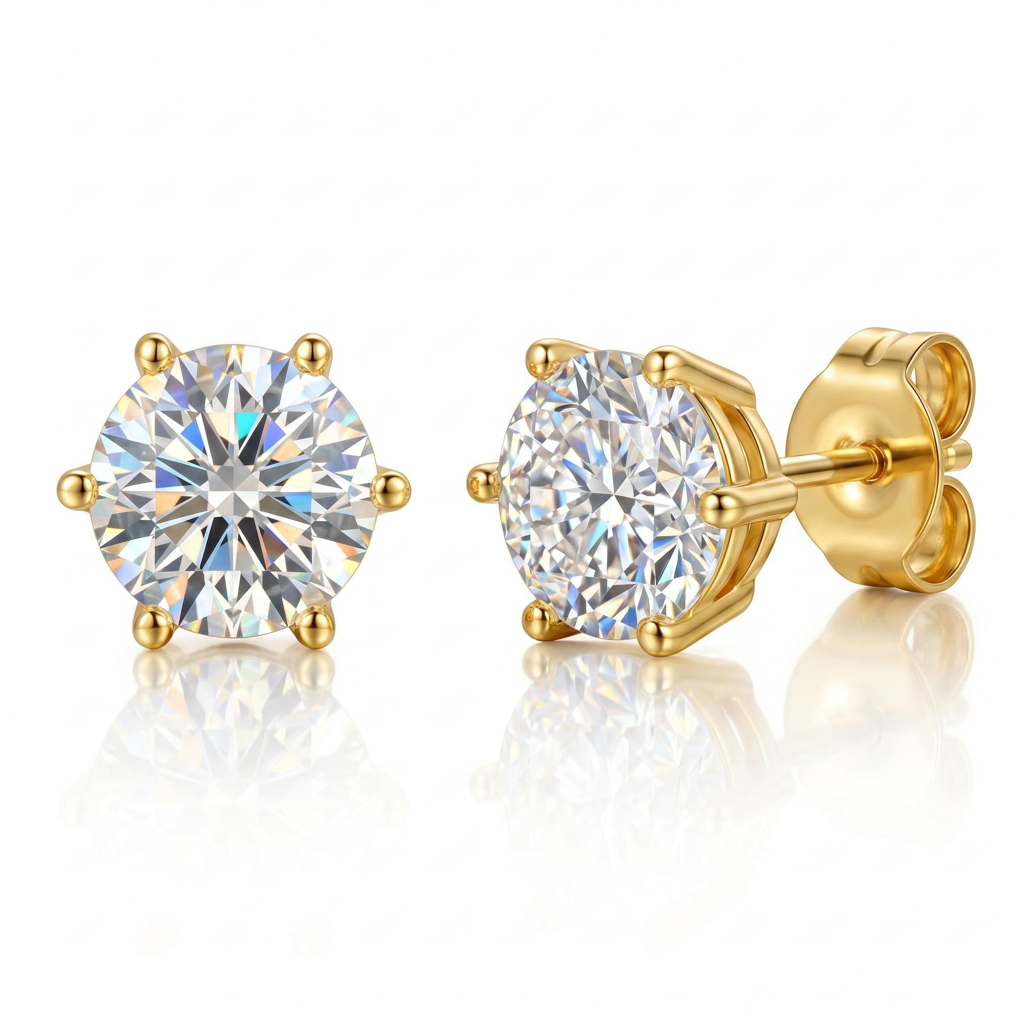  6-Prong Round Cut Stud Earrings