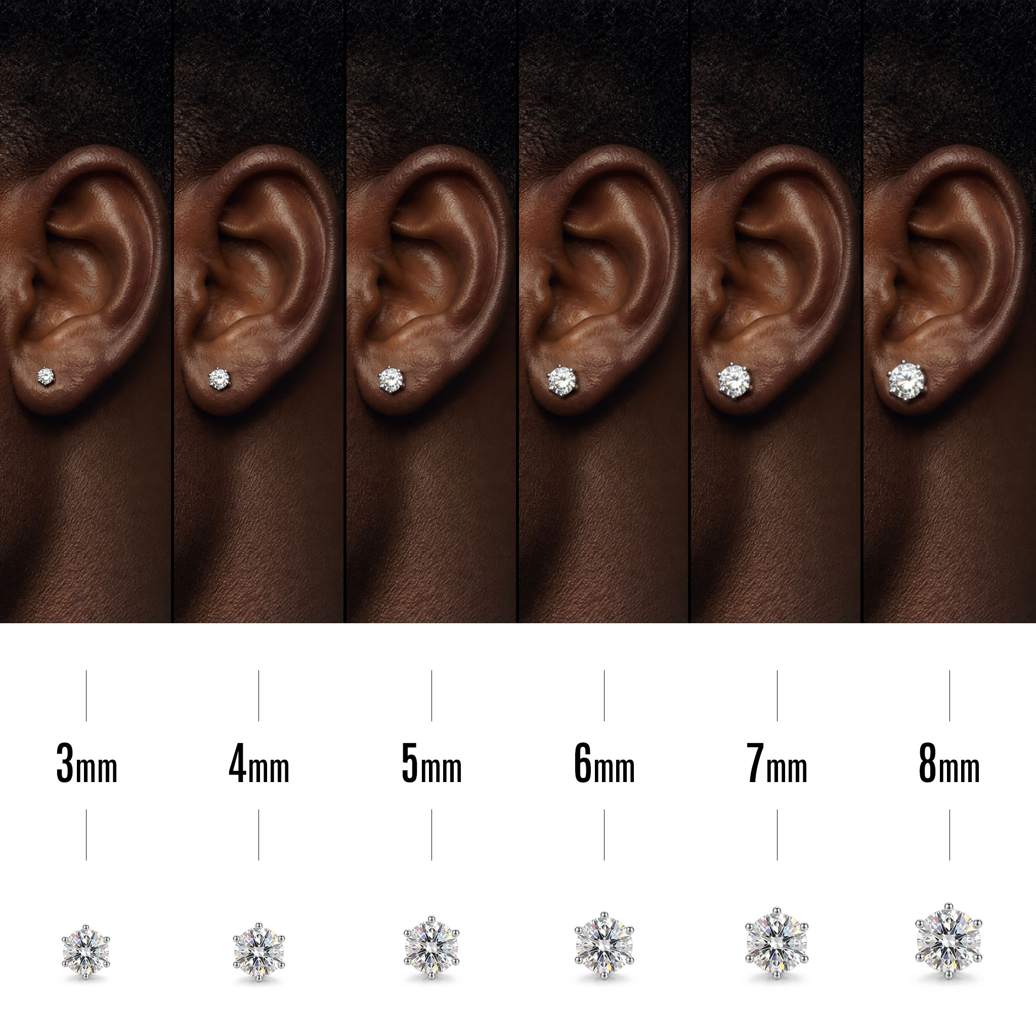  6-Prong Round Cut Stud Earrings
