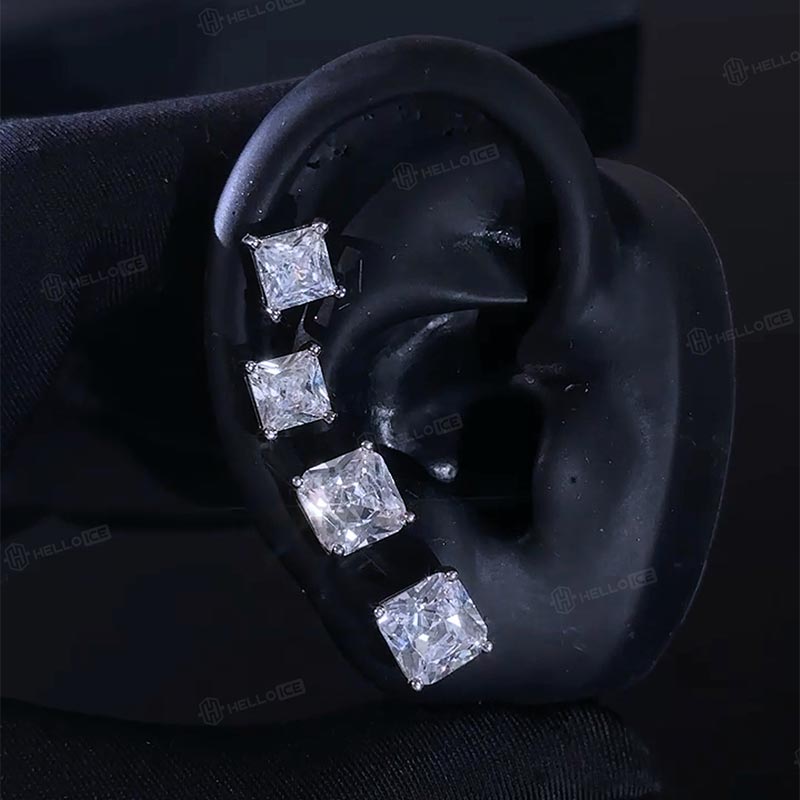 4-Prong Square Princess Cut Earrings