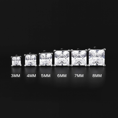 4-Prong Square Princess Cut Earrings (A Pair)
