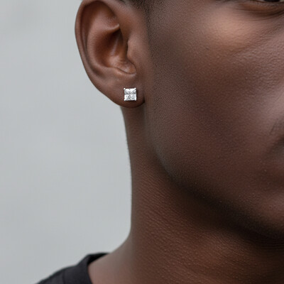 4-Prong Square Princess Cut Earrings (A Pair)