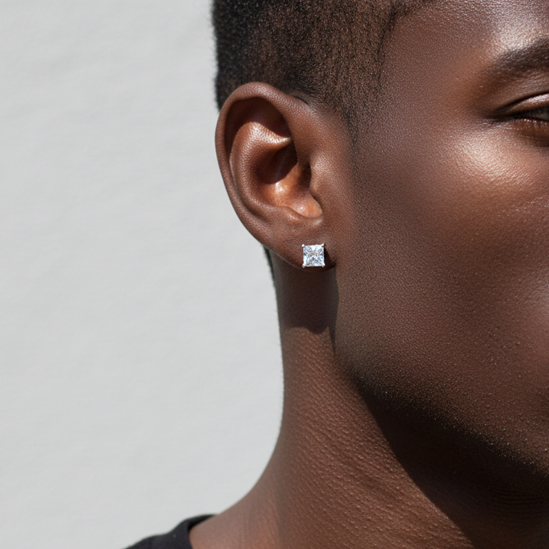 4-Prong Square Princess Cut Earrings (A Pair)