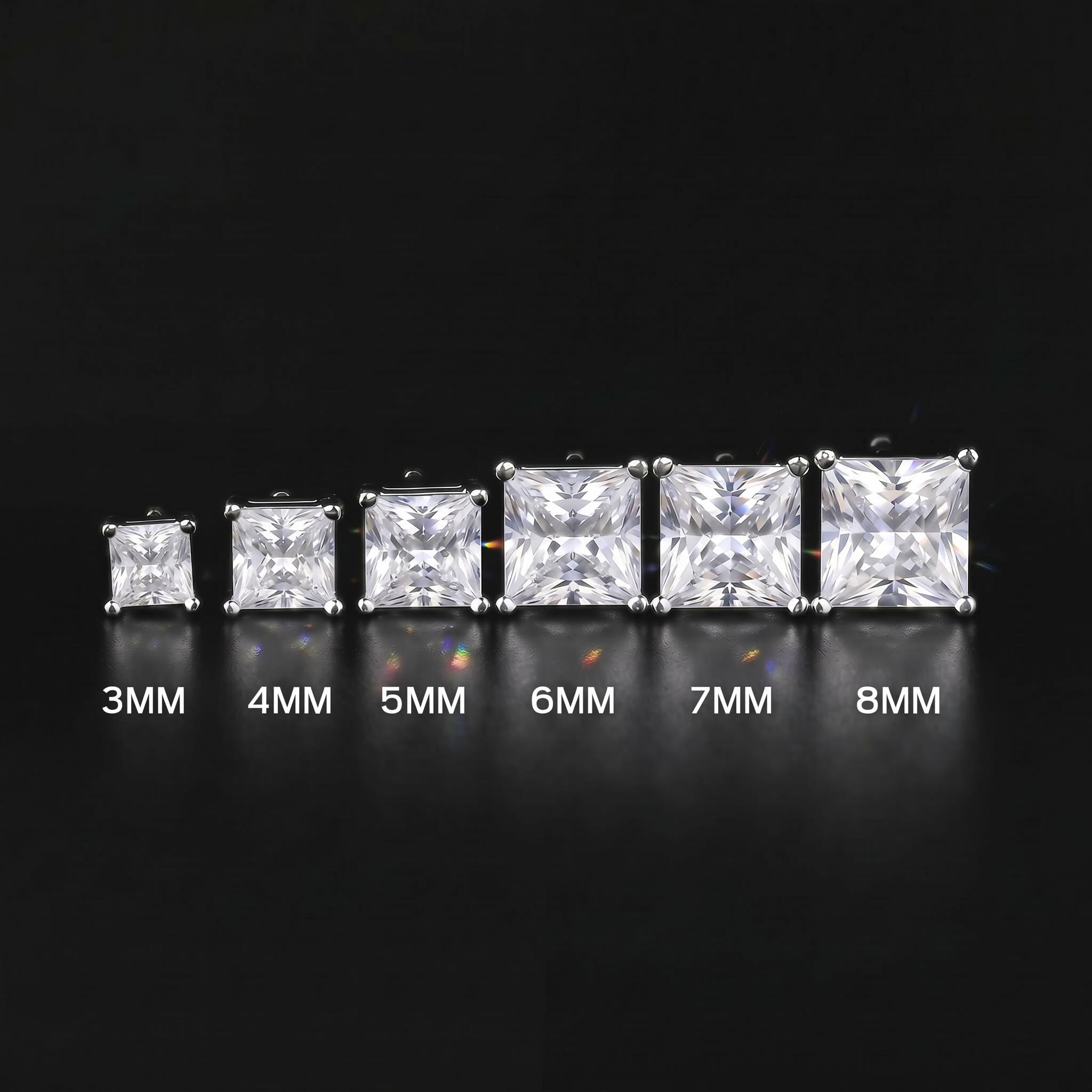 4-Prong Square Princess Cut Earrings (A Pair) 4-Prong Square Princess Cut Earrings (A Pair)