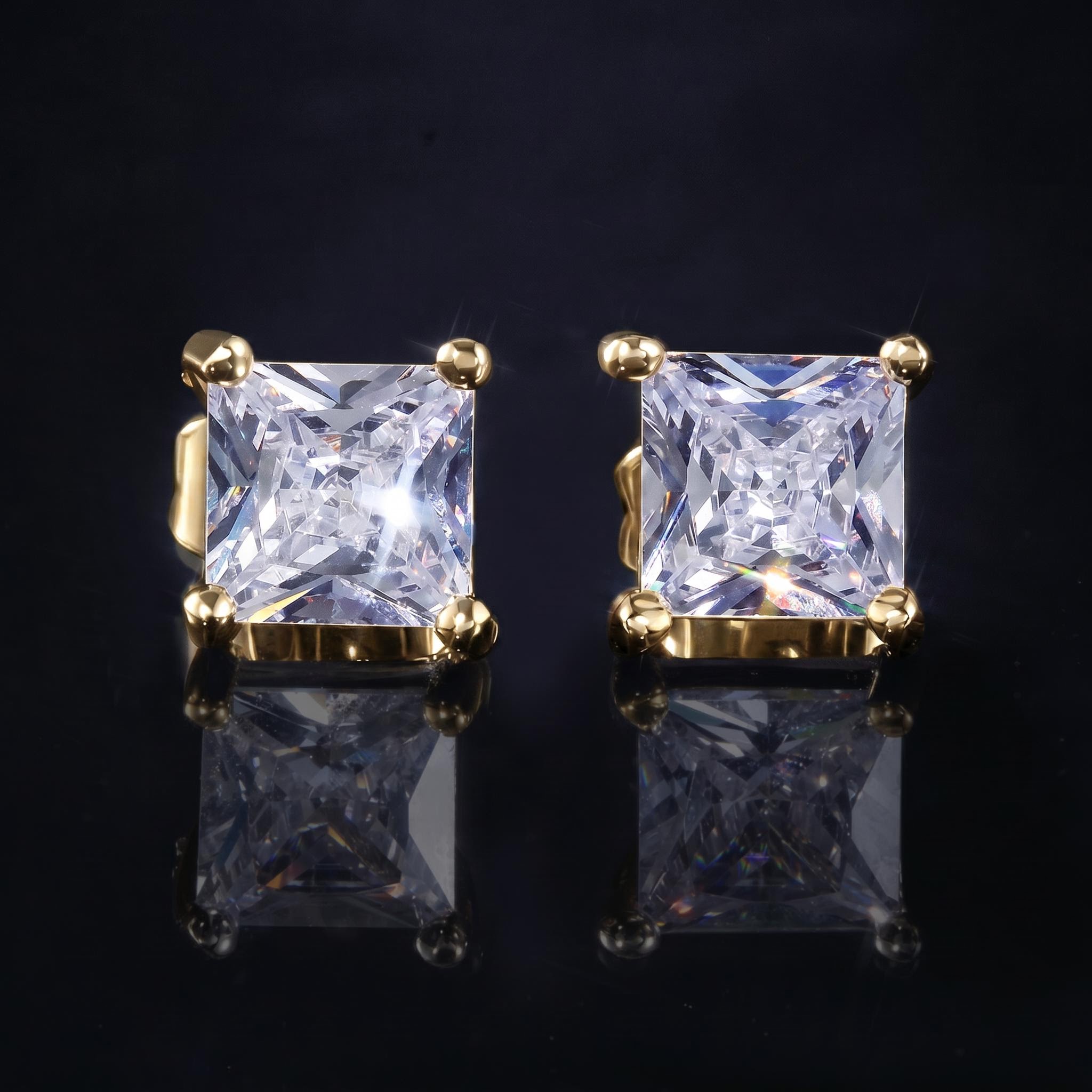 4-Prong Square Princess Cut Earrings (A Pair) 4-Prong Square Princess Cut Earrings (A Pair)