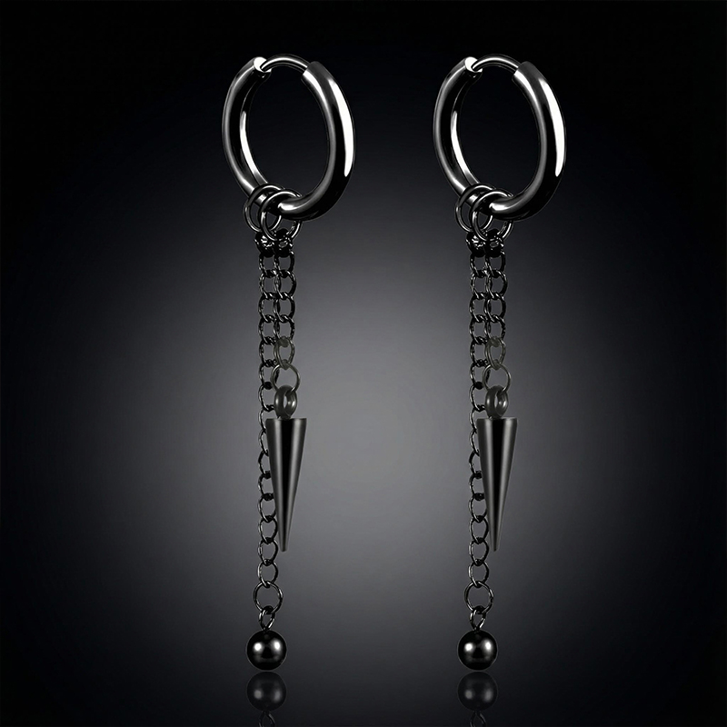 Cone Bead Chain Drop Dangle Earrings