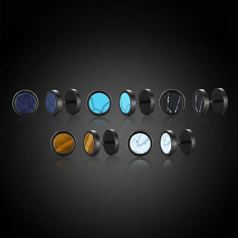 Natural Stone Dumbbell Stud Earrings