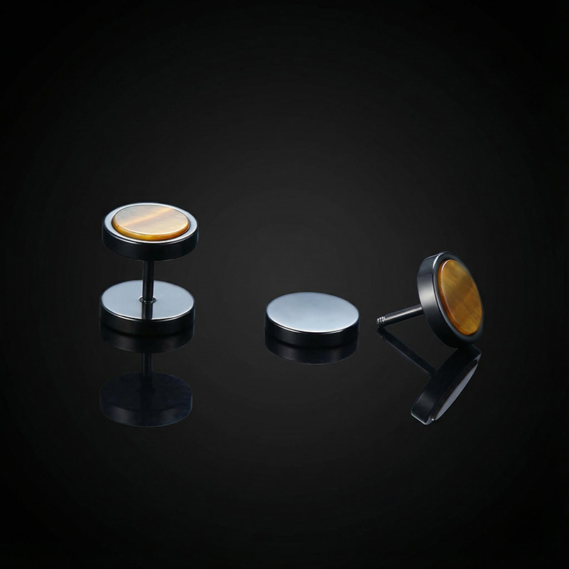 Natural Stone Dumbbell Stud Earrings