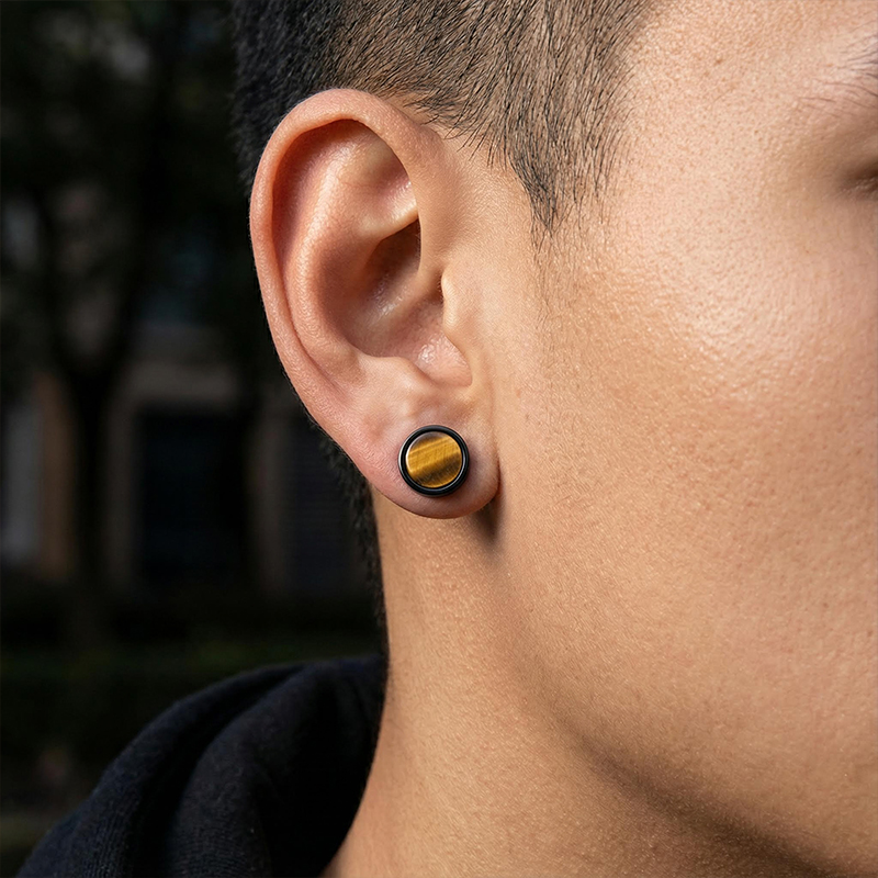 Natural Stone Dumbbell Stud Earrings