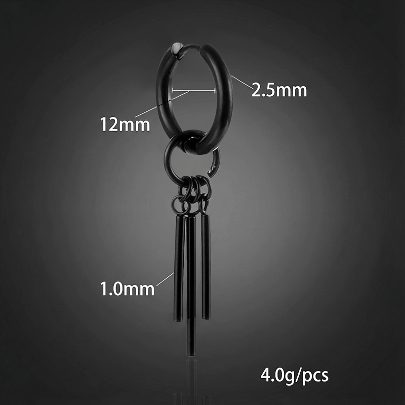 Three Stick Hoop Earrings in Black Gold