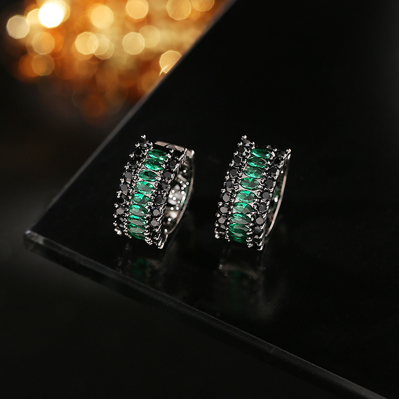 Round&Marquise Cut Emerald Hoop Earrings