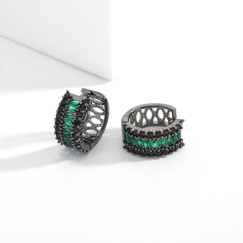Round&Marquise Cut Emerald Hoop Earrings