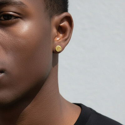 Quartz Round Magnetic Non-Piercing Stud Earrings