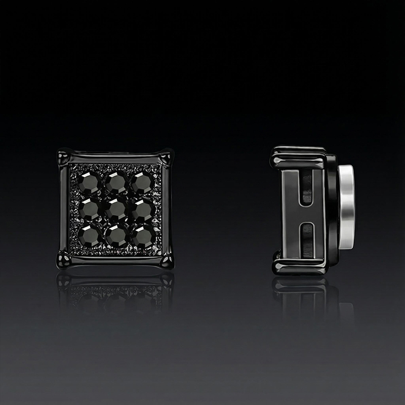 6mm Iced Square Shape Magnetic Non-Piercing Stud Earrings 6mm Iced Square Shape Magnetic Non-Piercing Stud Earrings