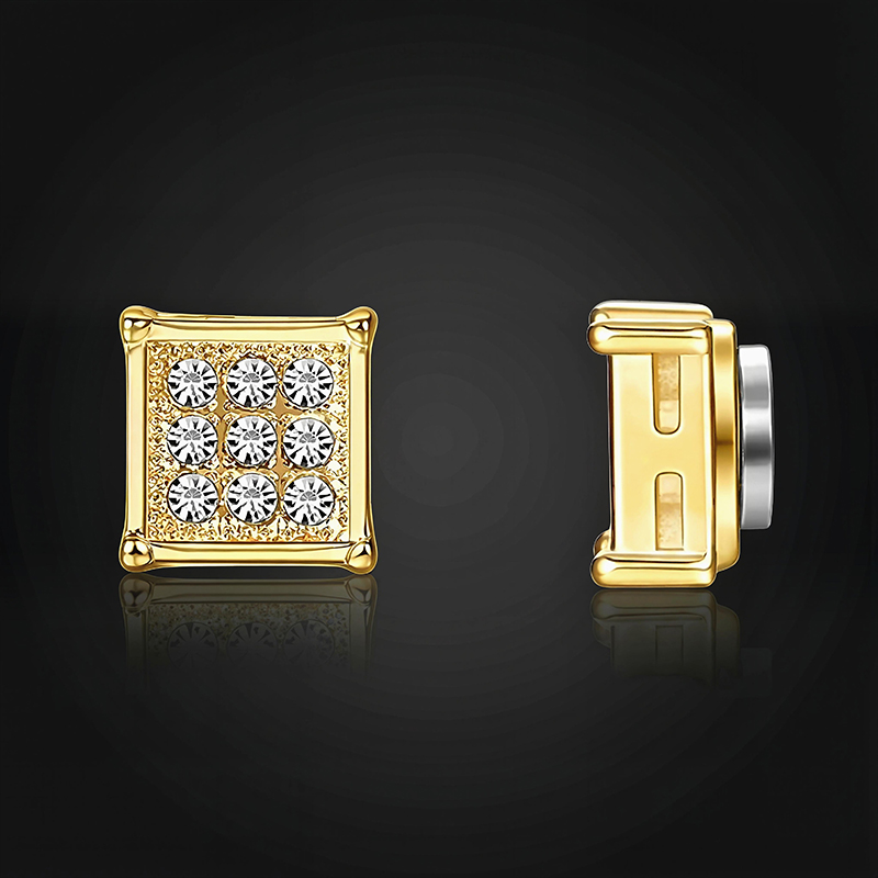 6mm Iced Square Shape Magnetic Non-Piercing Stud Earrings 6mm Iced Square Shape Magnetic Non-Piercing Stud Earrings