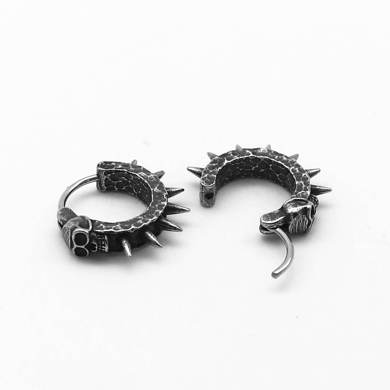Vintage Black Skull Thorns Earrings