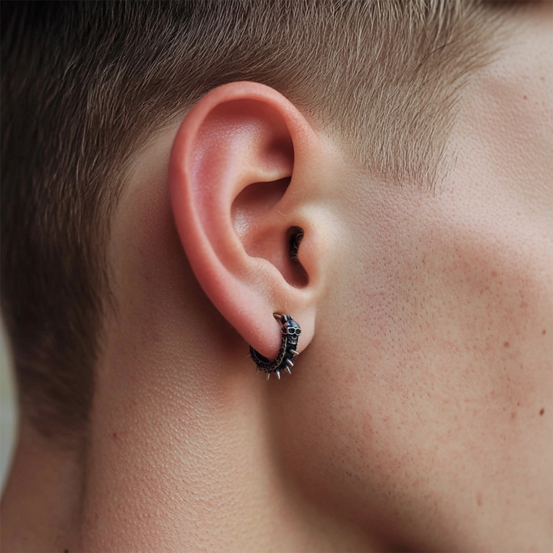 Vintage Black Skull Thorns Earrings