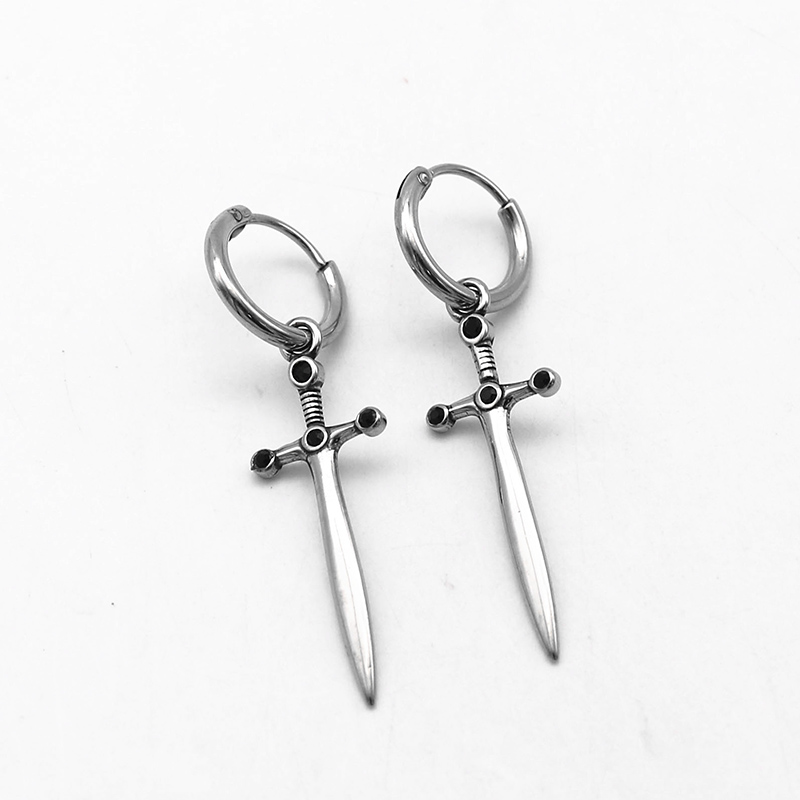  Iced Sword Stainless Steel Earrings