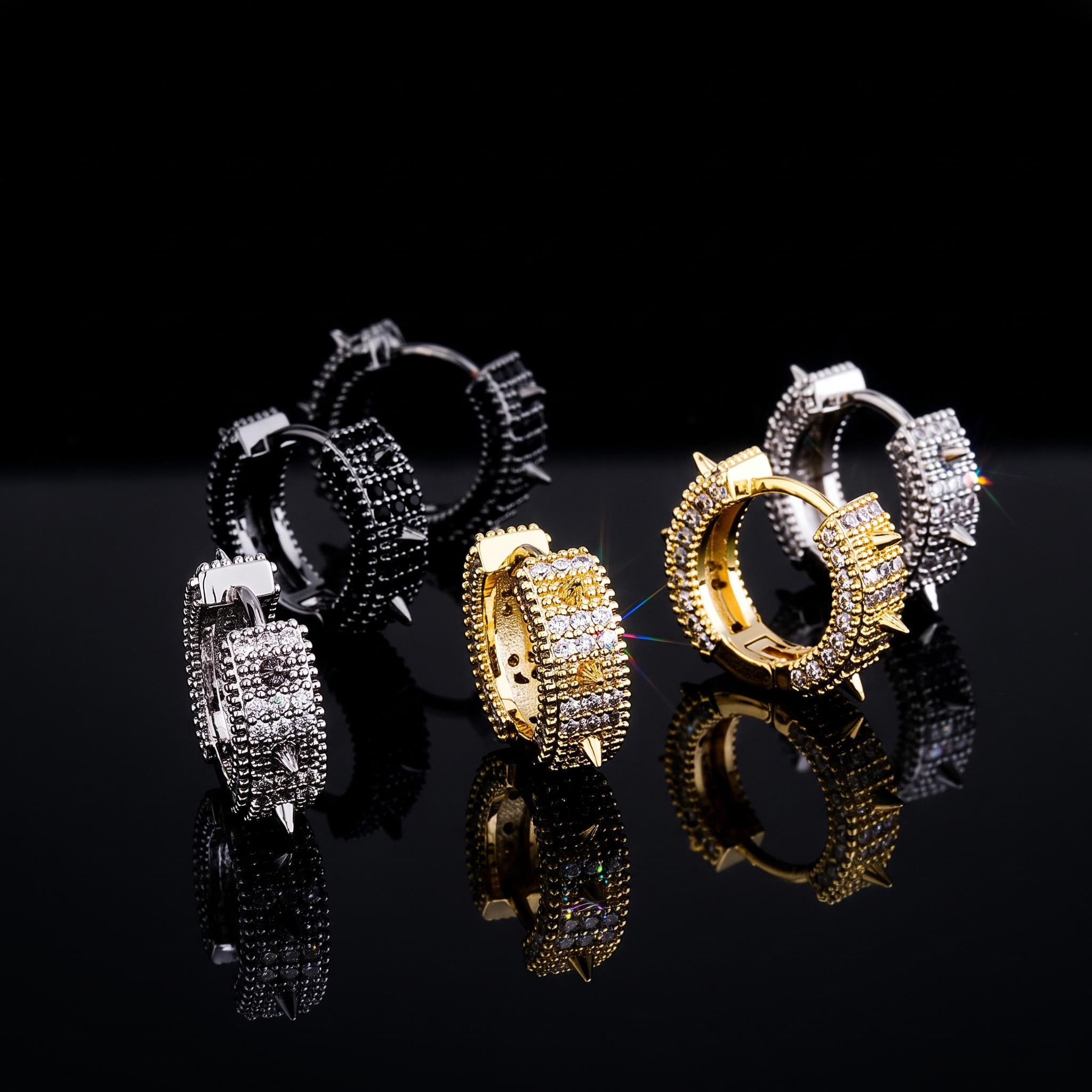 Iced Spiked Hoop Earrings