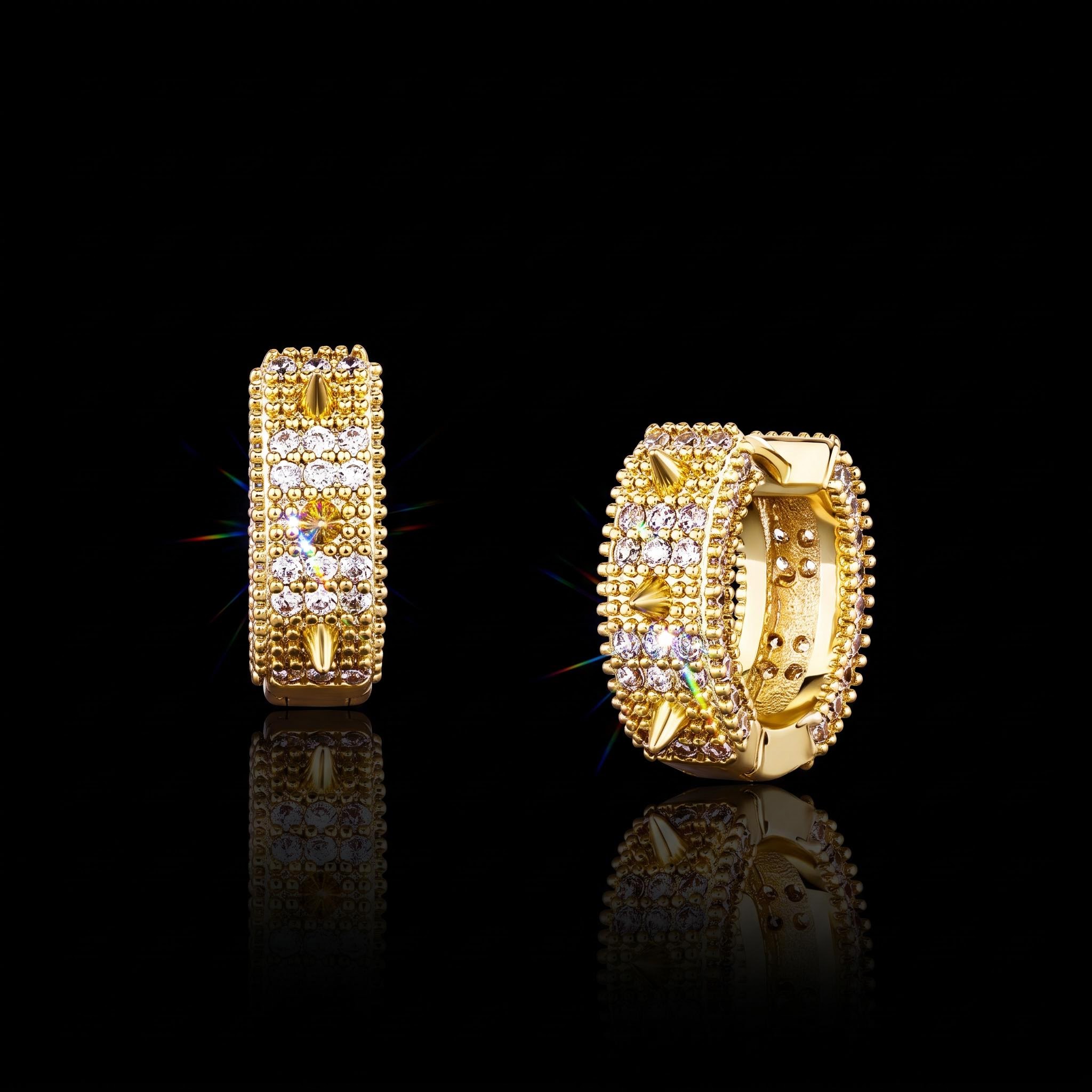 Iced Spiked Hoop Earrings