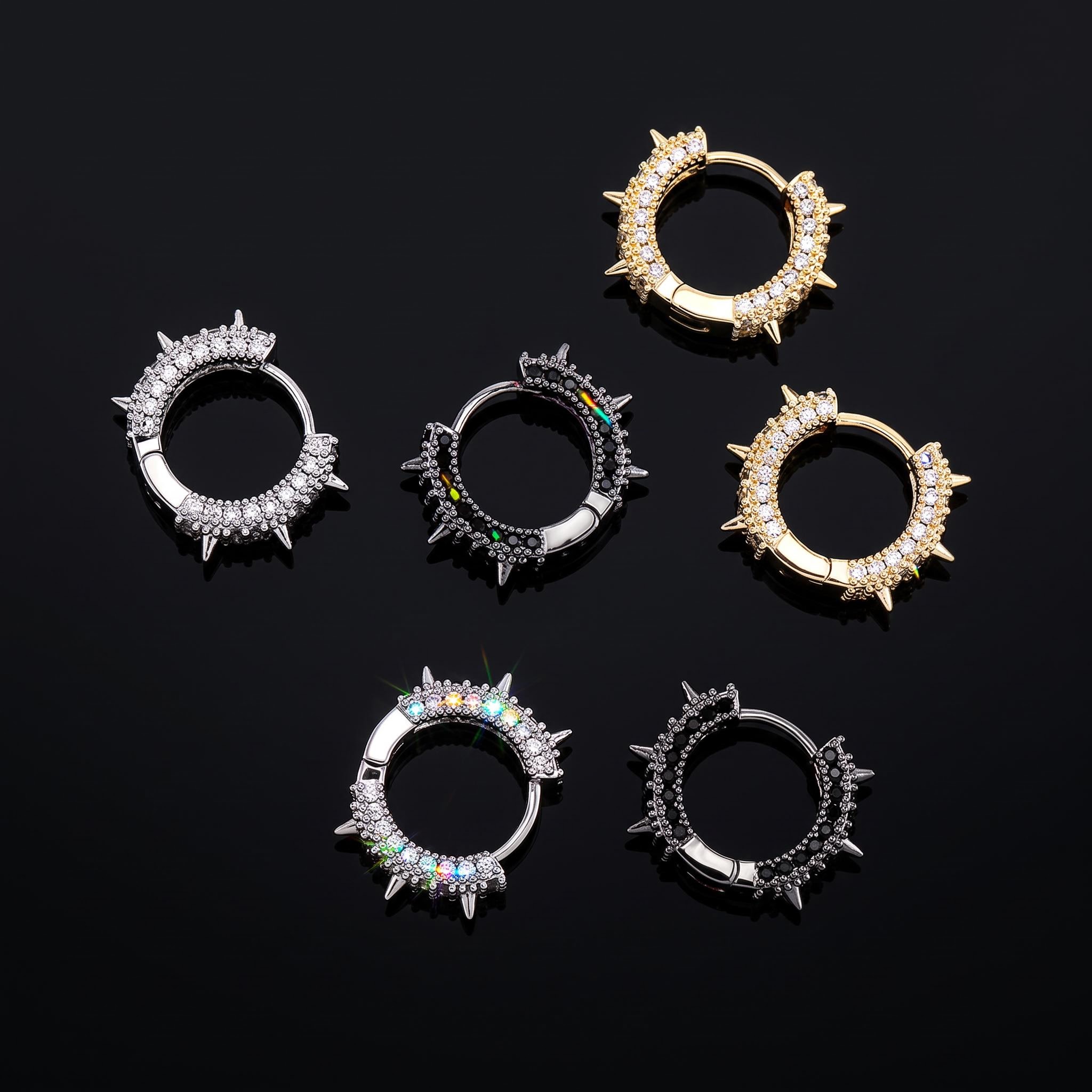 Iced Spiked Hoop Earrings
