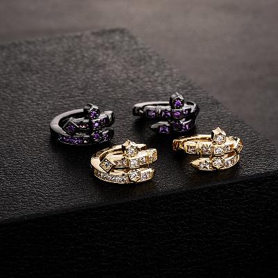Iced Sword Earrings-Purple/White Stone