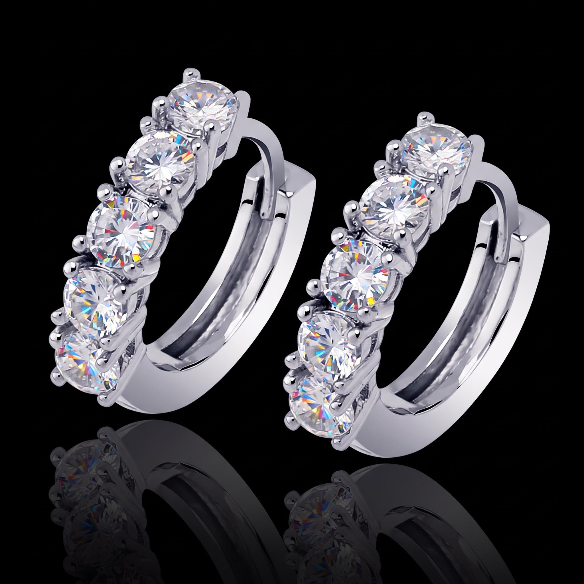 Iced Hoop Earring in 18K White Gold Iced Hoop Earring in 18K White Gold