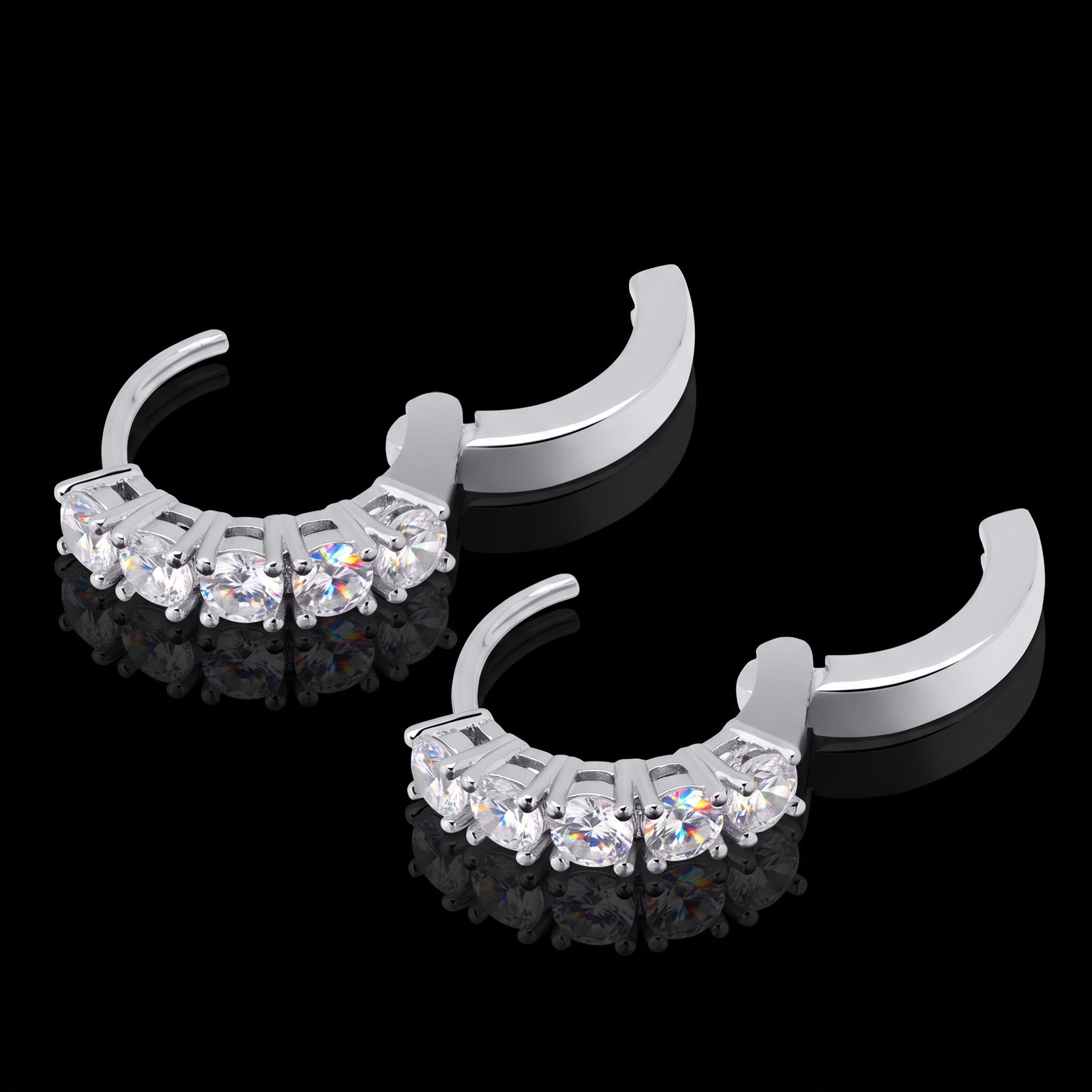 Iced Hoop Earring in 18K White Gold Iced Hoop Earring in 18K White Gold